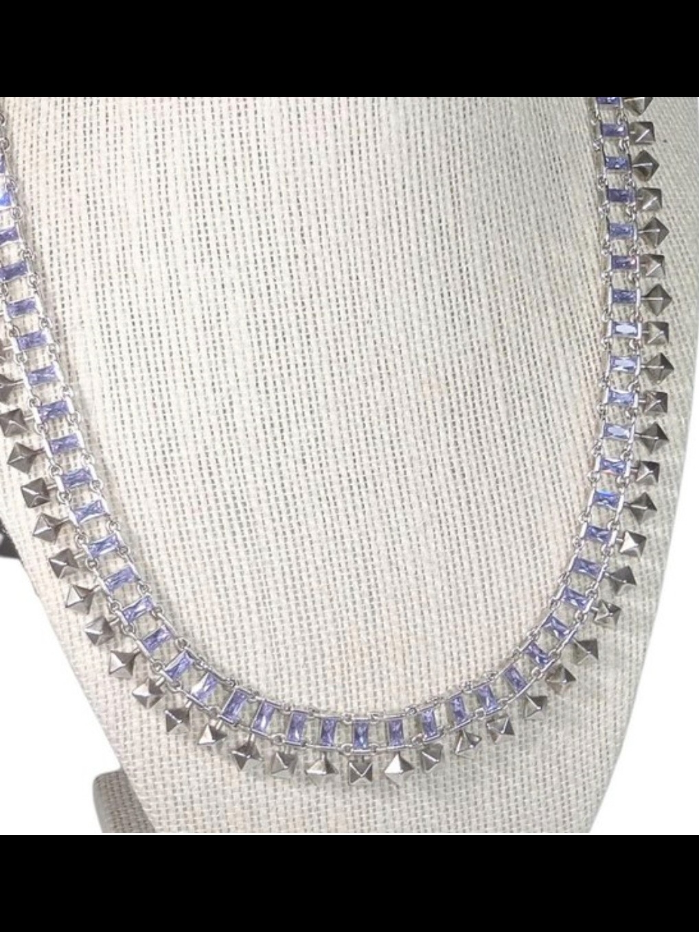 Kendra Scott Silver Necklace With Lavender Baguette Stones Nwt!!!